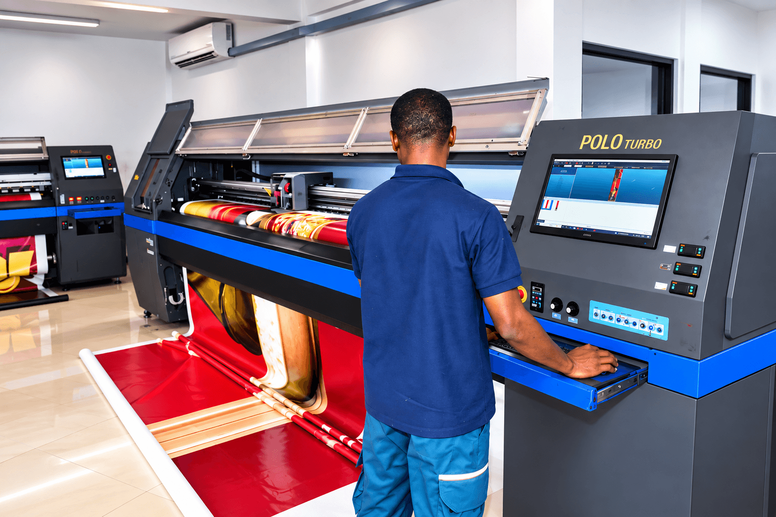 XMINGER large-format printer producing vivid billboard artwork