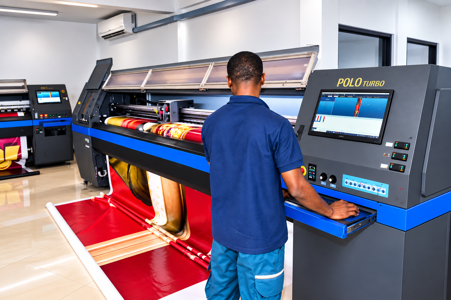 XMINGER large-format printer producing vivid billboard artwork